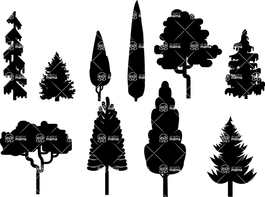 Vector silhouettes - Vector Tree Icon Silhouettes Set